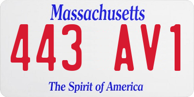 MA license plate 443AV1