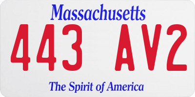 MA license plate 443AV2
