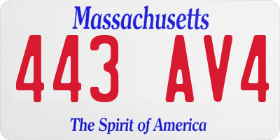 MA license plate 443AV4