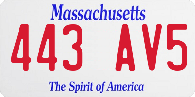 MA license plate 443AV5