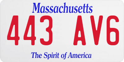 MA license plate 443AV6