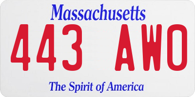 MA license plate 443AW0