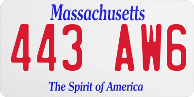 MA license plate 443AW6