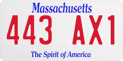 MA license plate 443AX1