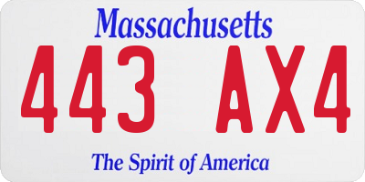 MA license plate 443AX4