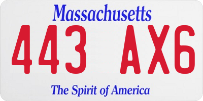 MA license plate 443AX6