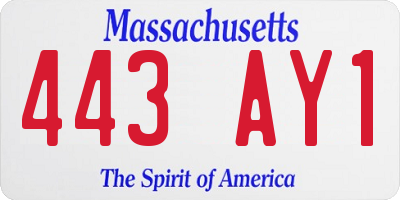 MA license plate 443AY1