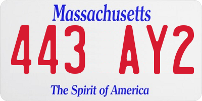 MA license plate 443AY2