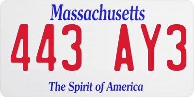 MA license plate 443AY3