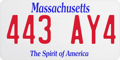 MA license plate 443AY4