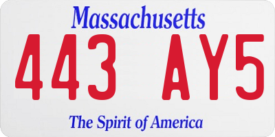 MA license plate 443AY5