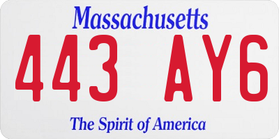 MA license plate 443AY6