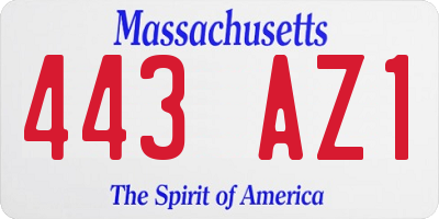 MA license plate 443AZ1
