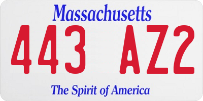 MA license plate 443AZ2
