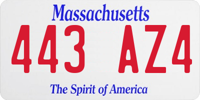 MA license plate 443AZ4