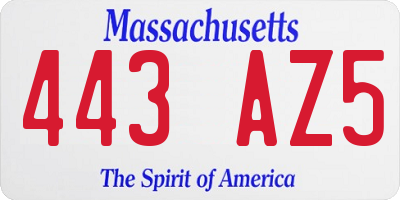 MA license plate 443AZ5