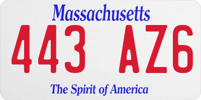 MA license plate 443AZ6