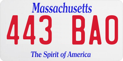 MA license plate 443BA0
