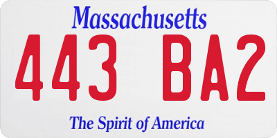 MA license plate 443BA2