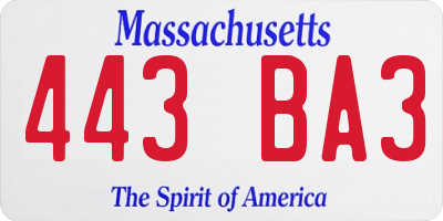 MA license plate 443BA3