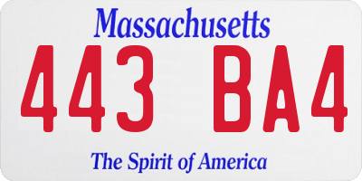 MA license plate 443BA4