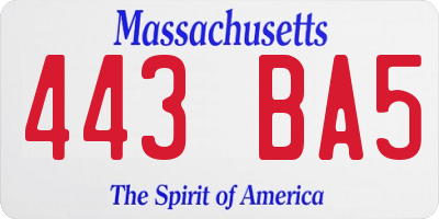MA license plate 443BA5