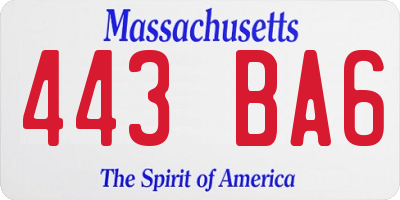 MA license plate 443BA6