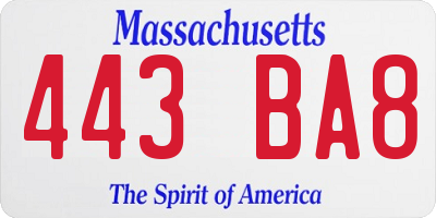 MA license plate 443BA8