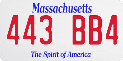 MA license plate 443BB4
