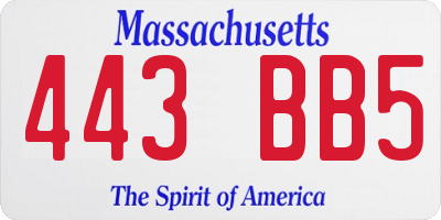 MA license plate 443BB5