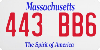 MA license plate 443BB6