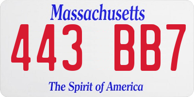MA license plate 443BB7