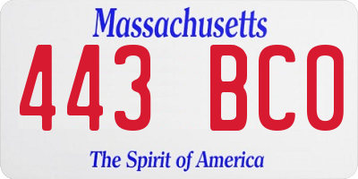 MA license plate 443BC0