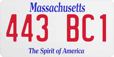 MA license plate 443BC1