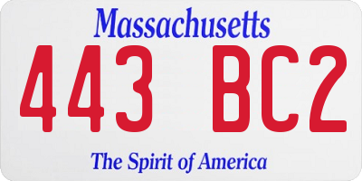 MA license plate 443BC2