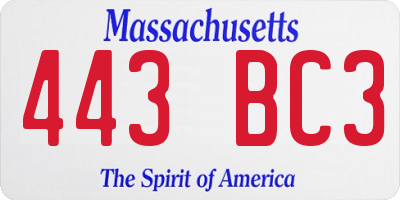MA license plate 443BC3