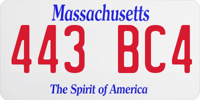 MA license plate 443BC4
