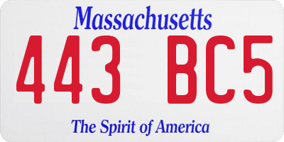 MA license plate 443BC5