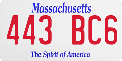 MA license plate 443BC6