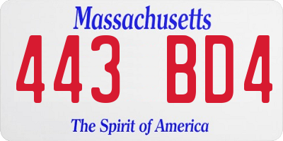 MA license plate 443BD4