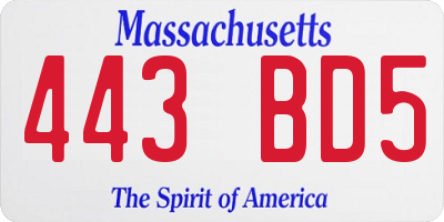MA license plate 443BD5