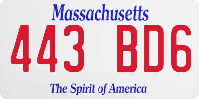 MA license plate 443BD6