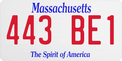 MA license plate 443BE1