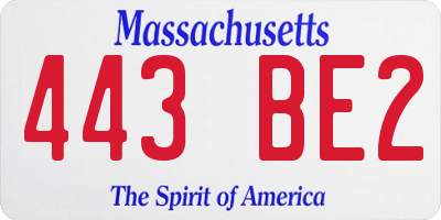 MA license plate 443BE2