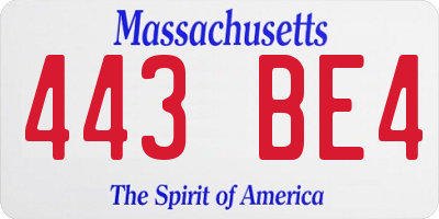MA license plate 443BE4