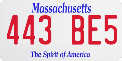 MA license plate 443BE5