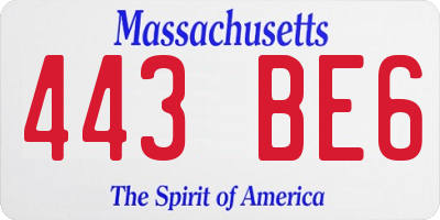 MA license plate 443BE6