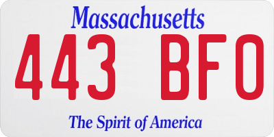 MA license plate 443BF0