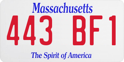 MA license plate 443BF1