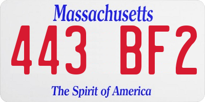 MA license plate 443BF2